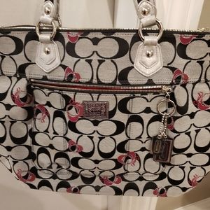 Coach large signature poppy canvas bag